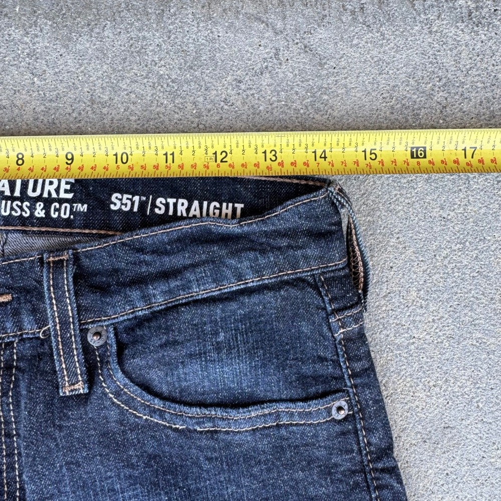 Signature by Levi Strauss Co Men S51 Straight Leg Dark Wash Jeans‎ 30x32 Indigo - Picture 5 of 11